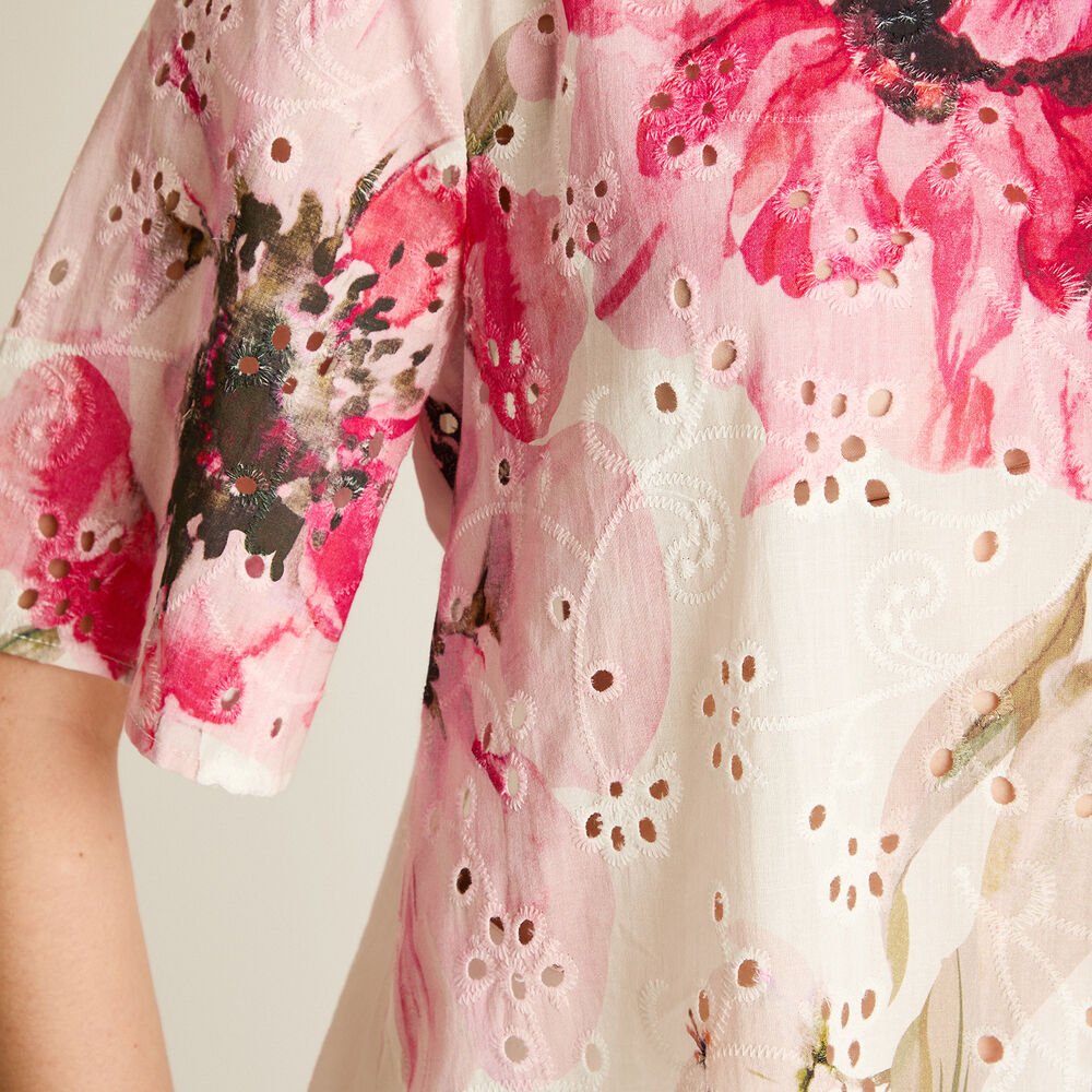 Blusa Con Botón En Espalda Manga Corta Cuello Redondo Mujer Lorenzo Di Pontti image number 3.0